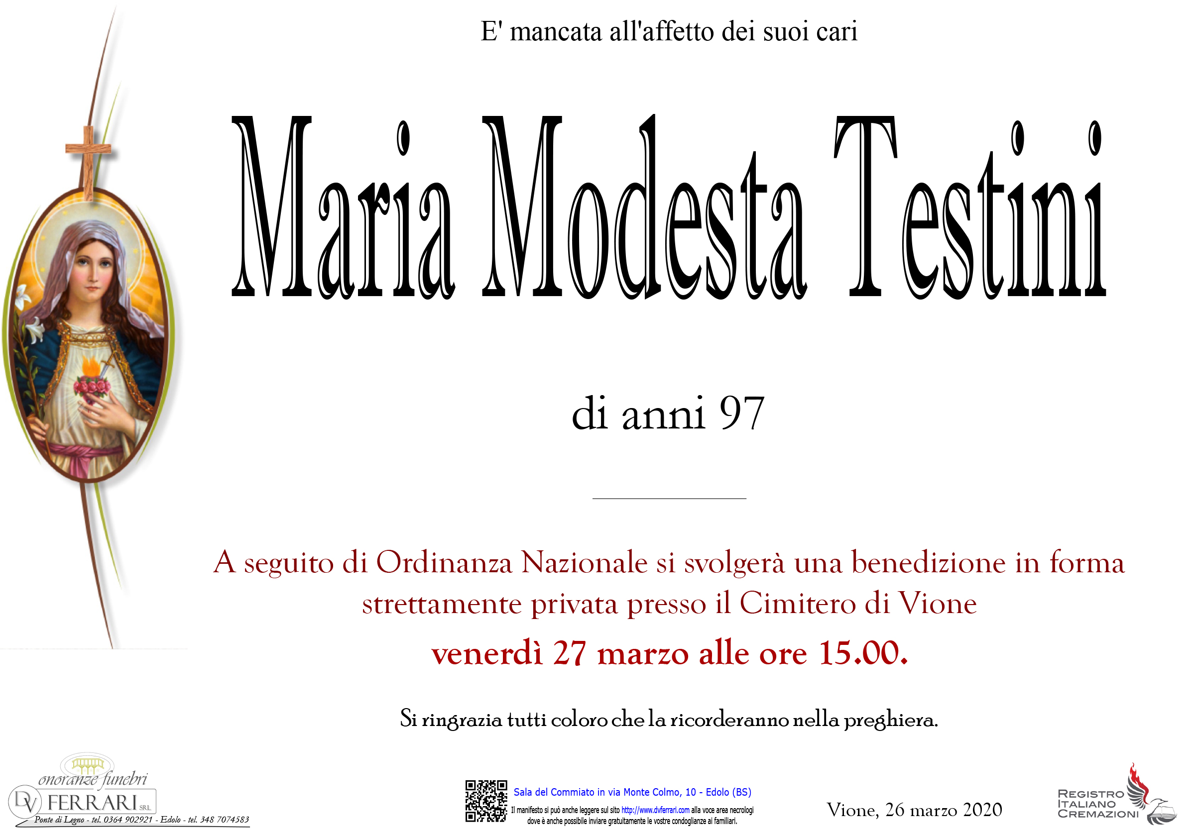 MARIA MODESTA TESTINI - VIONE